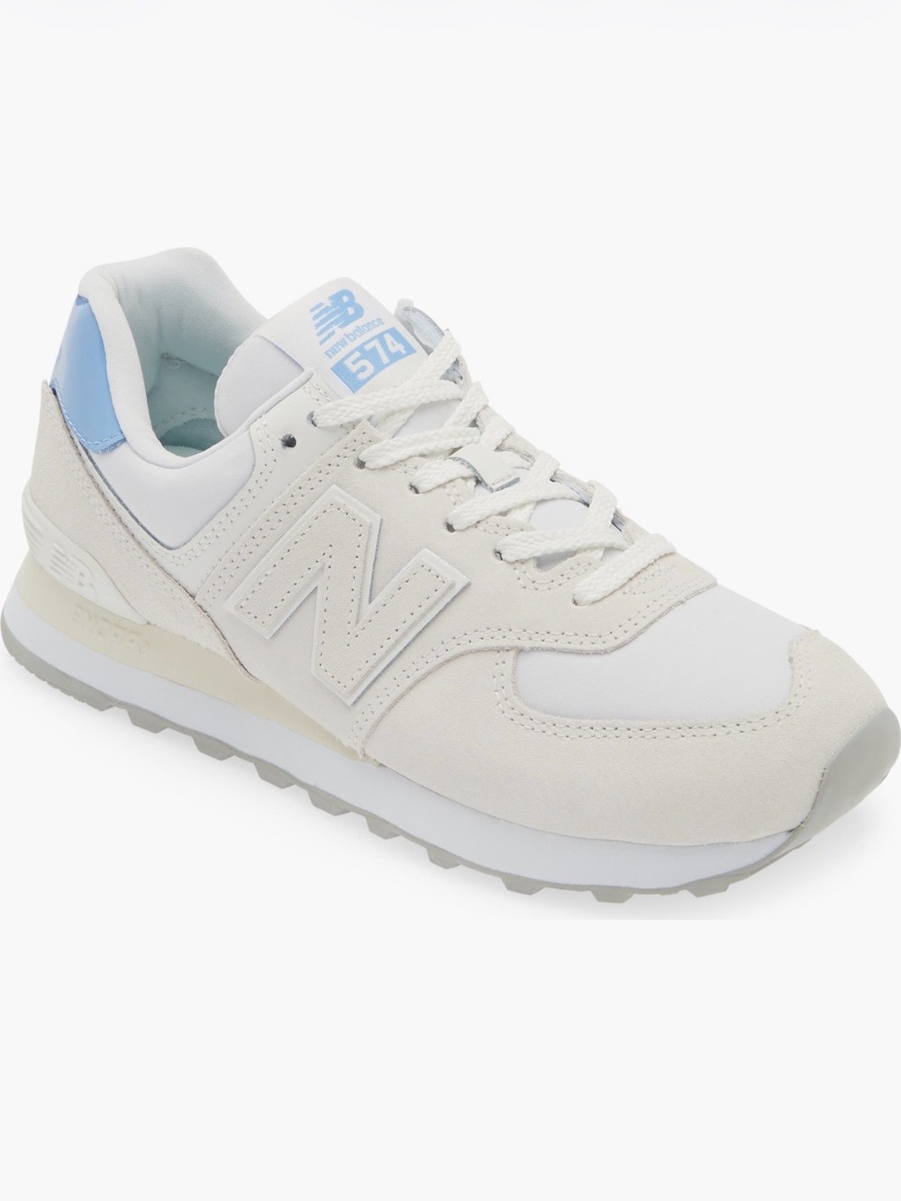 New Balance Women's Cream & Light Blue 574 Retro Athletic Sneaker